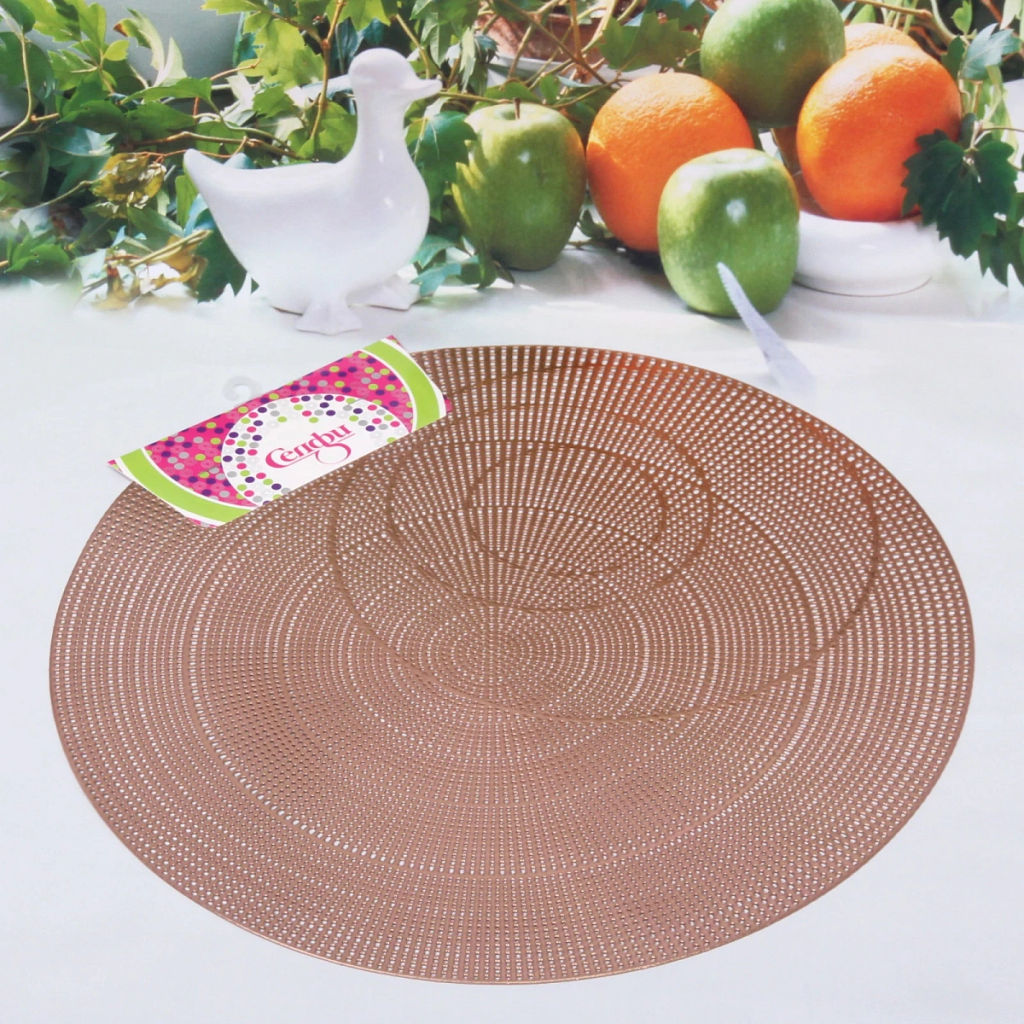 Цена за 3 шт. Салфетка плетеная 40см "Юпитер" розовое золото