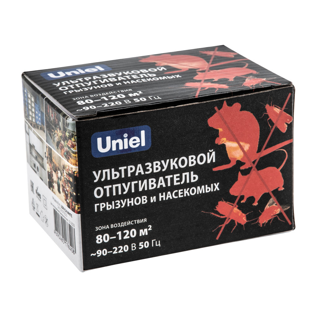 UDR-E14 WHITE Ультразвуковой отпугиватель насекомых и грызунов. 220В. Площадь до 120м2. Белый. TM Uniel - Volpe фото 6