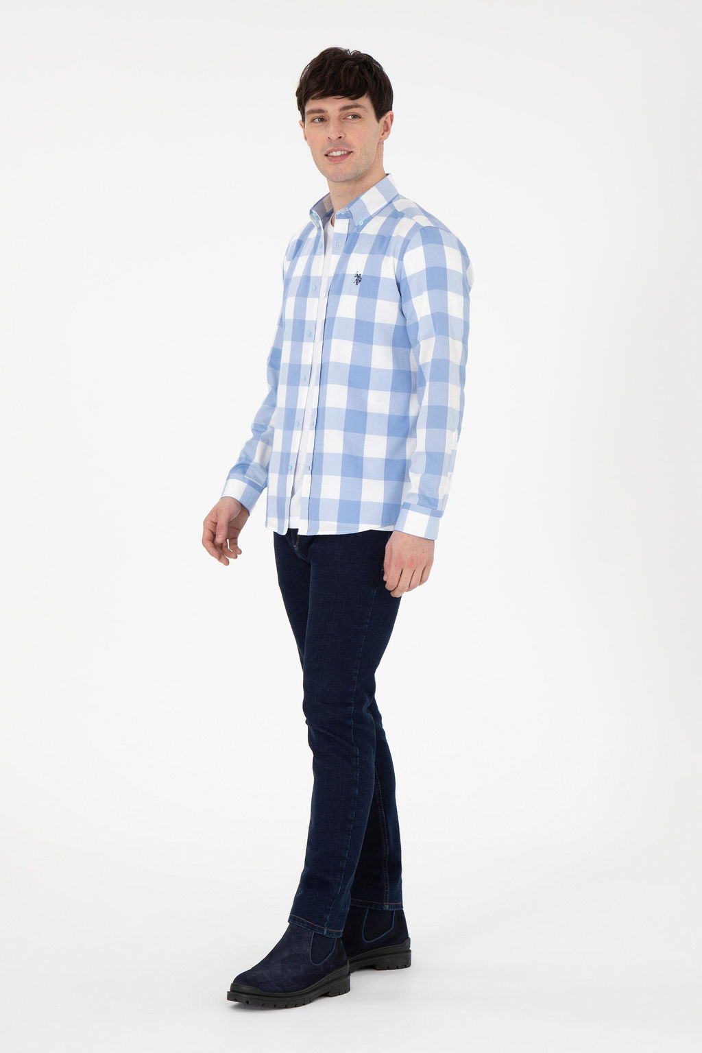 Мужская голубая рубашка с длинным рукавом Неожиданная скидка в корзине - U.s. polo assn фото 4