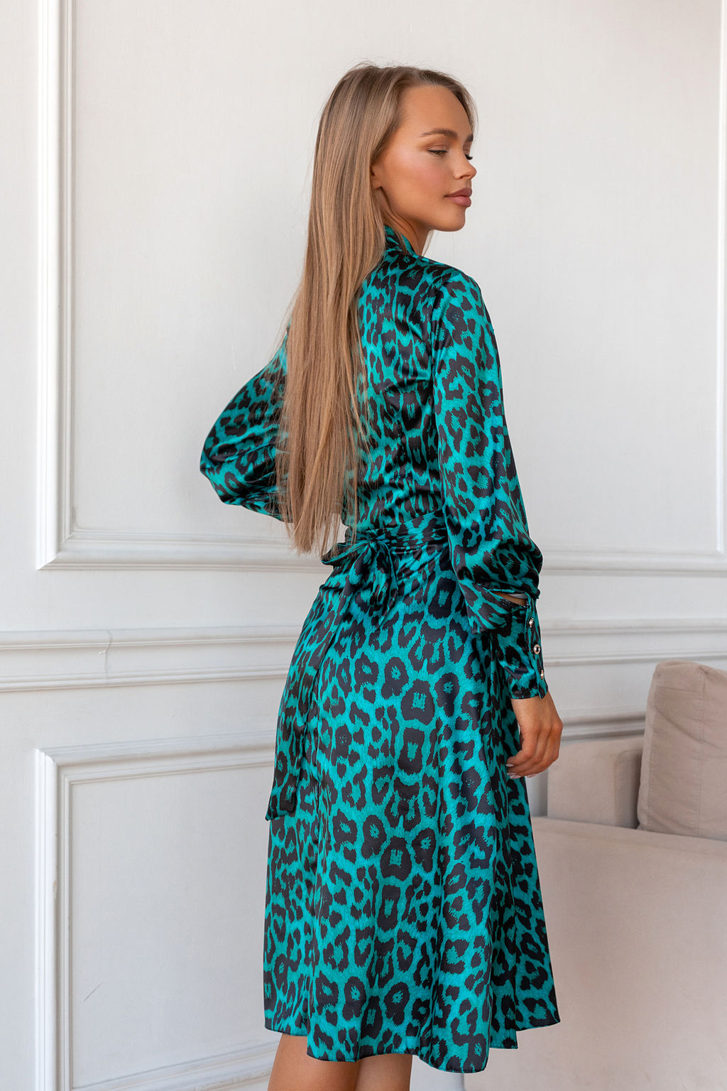 Платье Open Style 5589 зеленый/черный