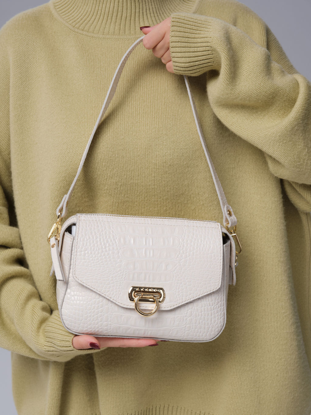 Сумка кросс-боди Azaro 3684 бежевый лен/крок