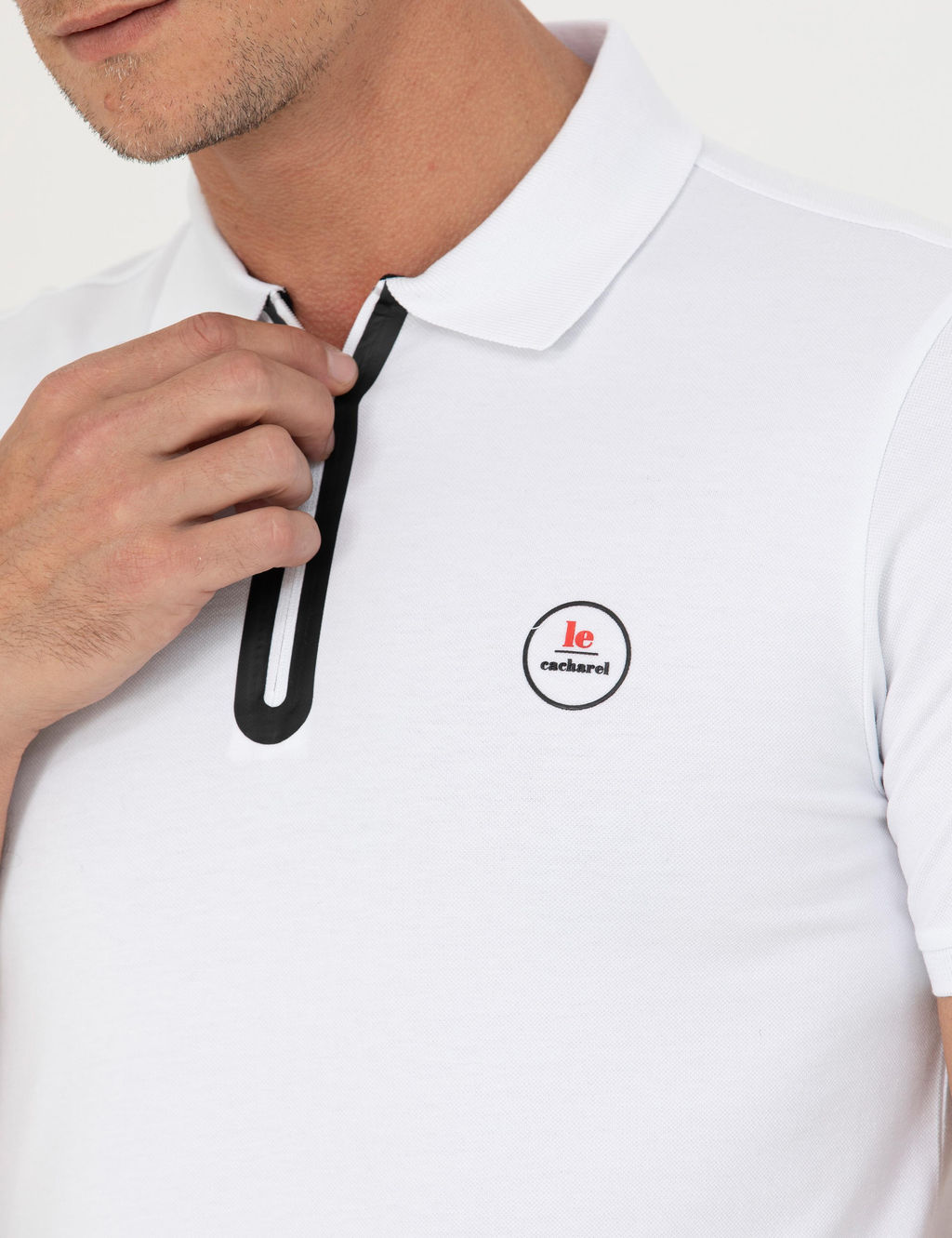 Beyaz Slim Fit Polo Yaka T-Shirt
