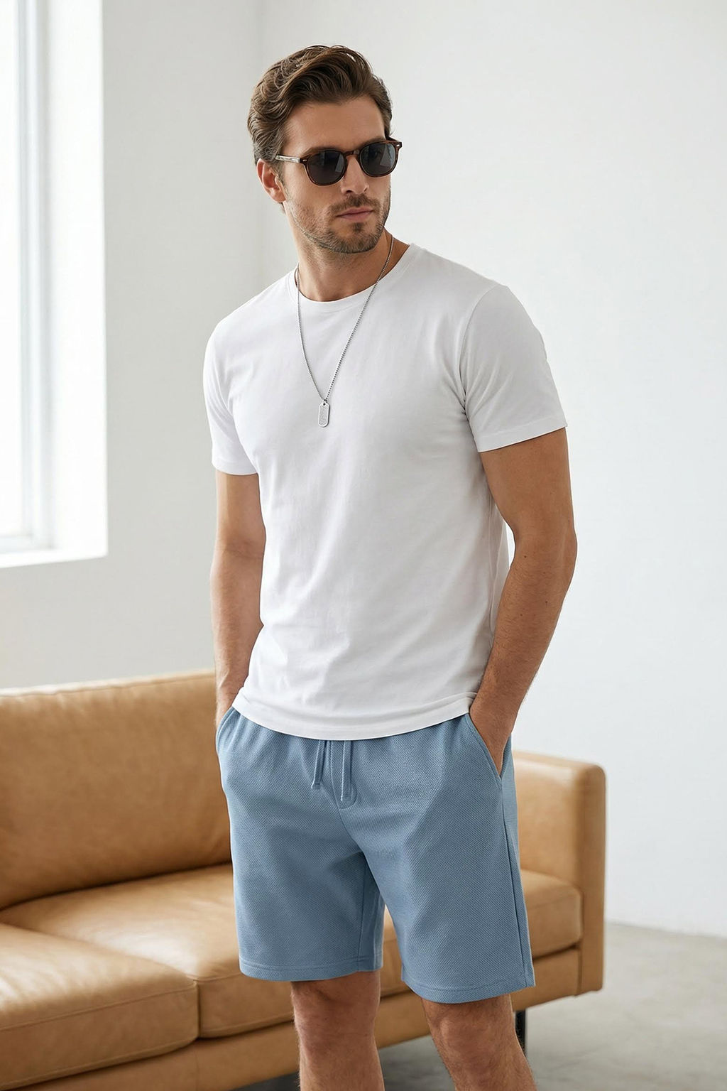 TRENDYOL MAN Mavi Regular/Normal Kesim Dokulu Basic Sort & Bermuda TMNSS25SR00022 - Trendyolmilla фото 6