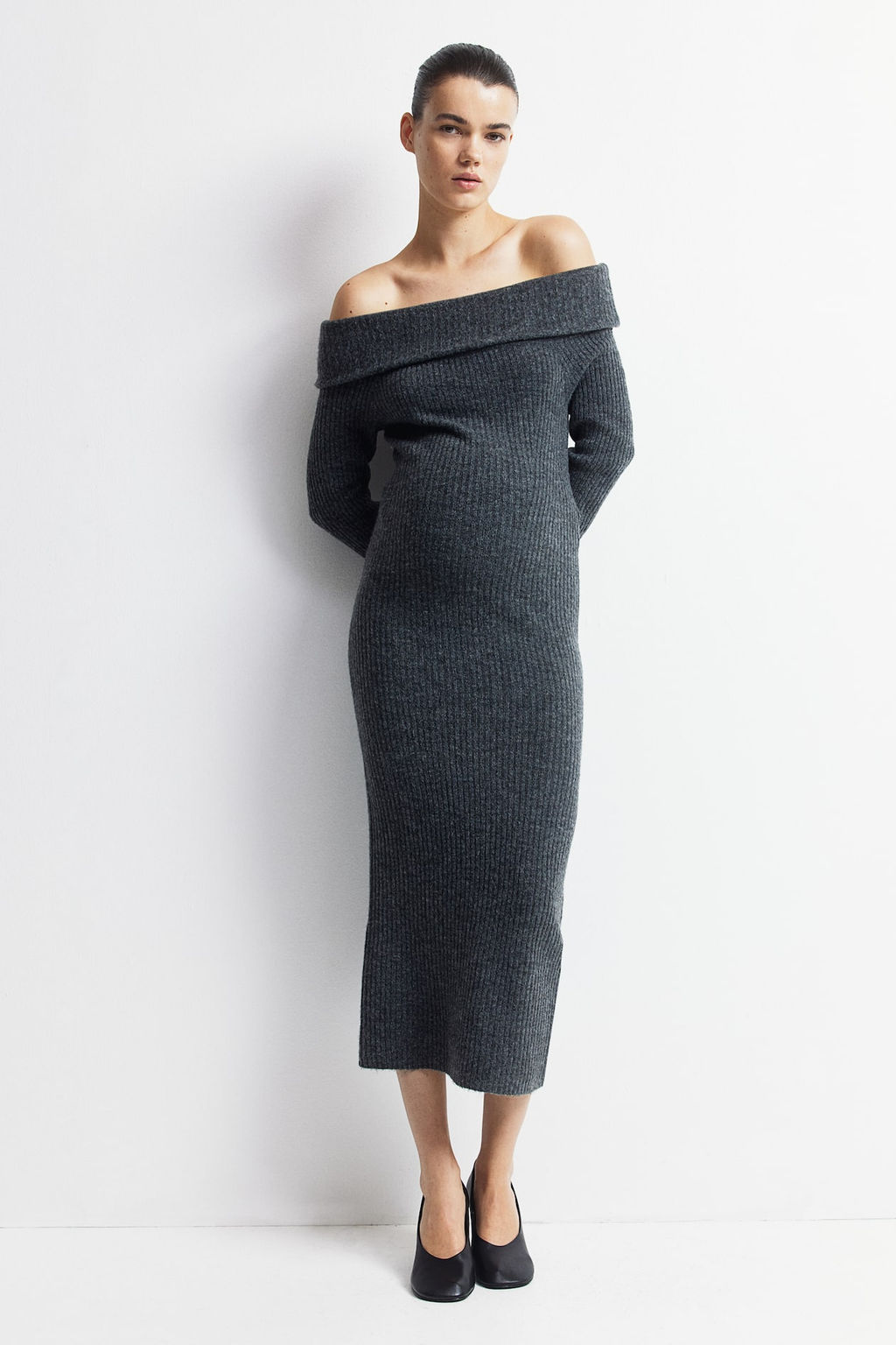 MAMA Vestido off-the-shoulder en punto de canale - H&m фото 3