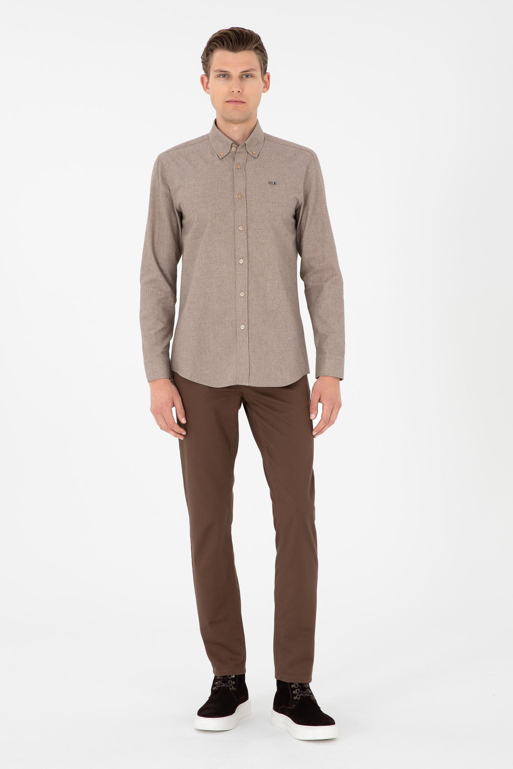 Erkek Slim Fit Coconut Kanvas Pantolon