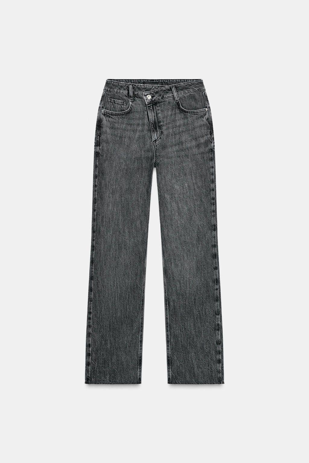 JEANS Z1975 STRAIGHT TIRO ALTO CINTURA CRUZADA / Gris oscuro - Zara фото 7