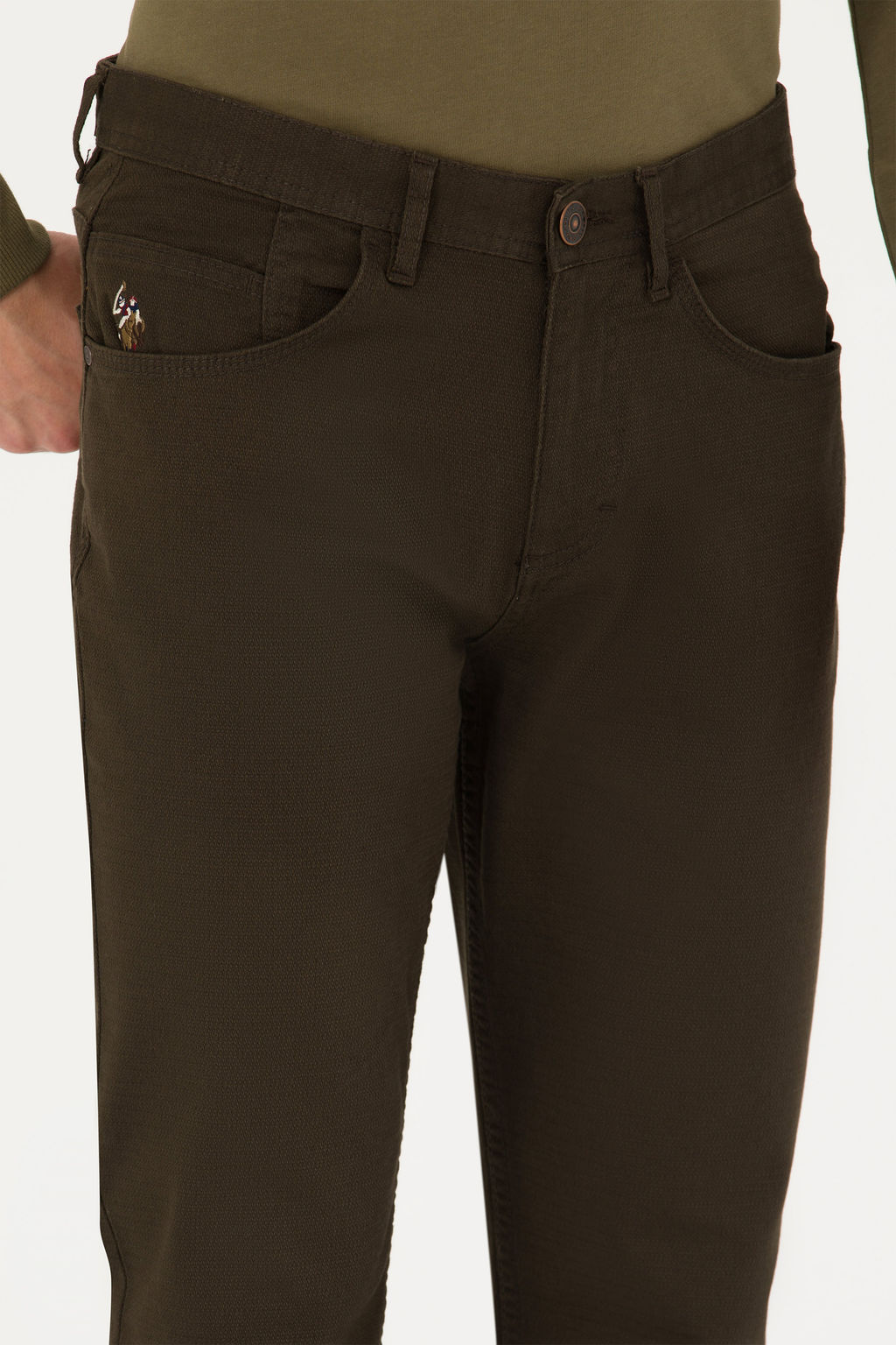 Мужские брюки из плотной ткани темного цвета хаки - U.s. polo assn фото 11