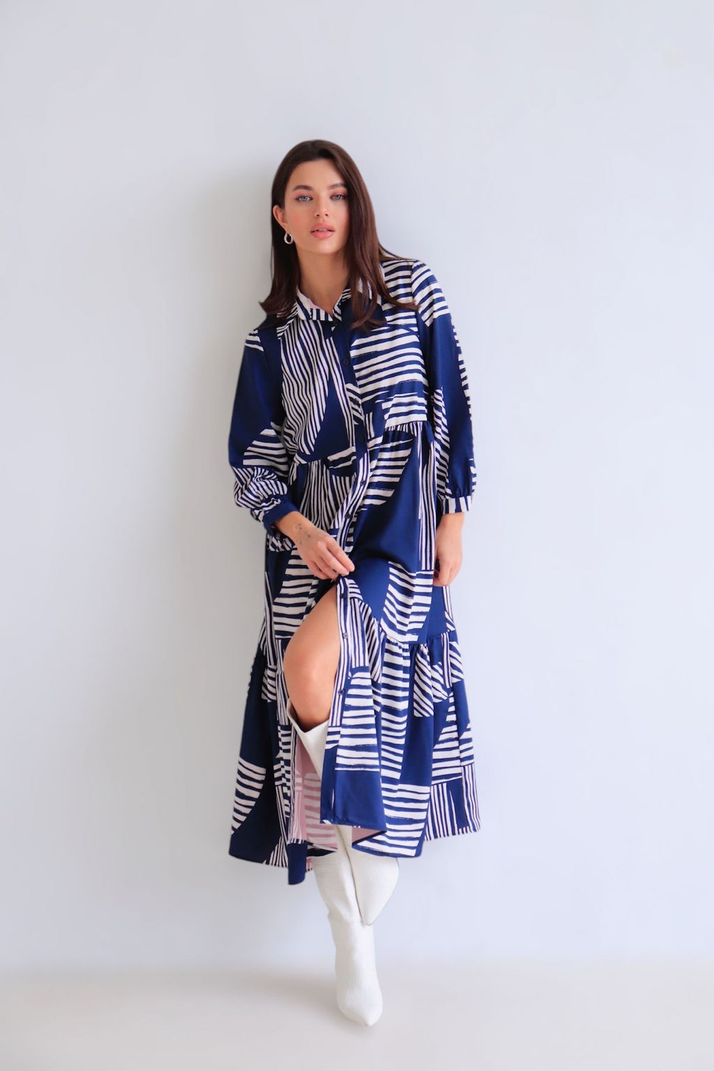 Martichelli Платье синее спринтом  фото 4