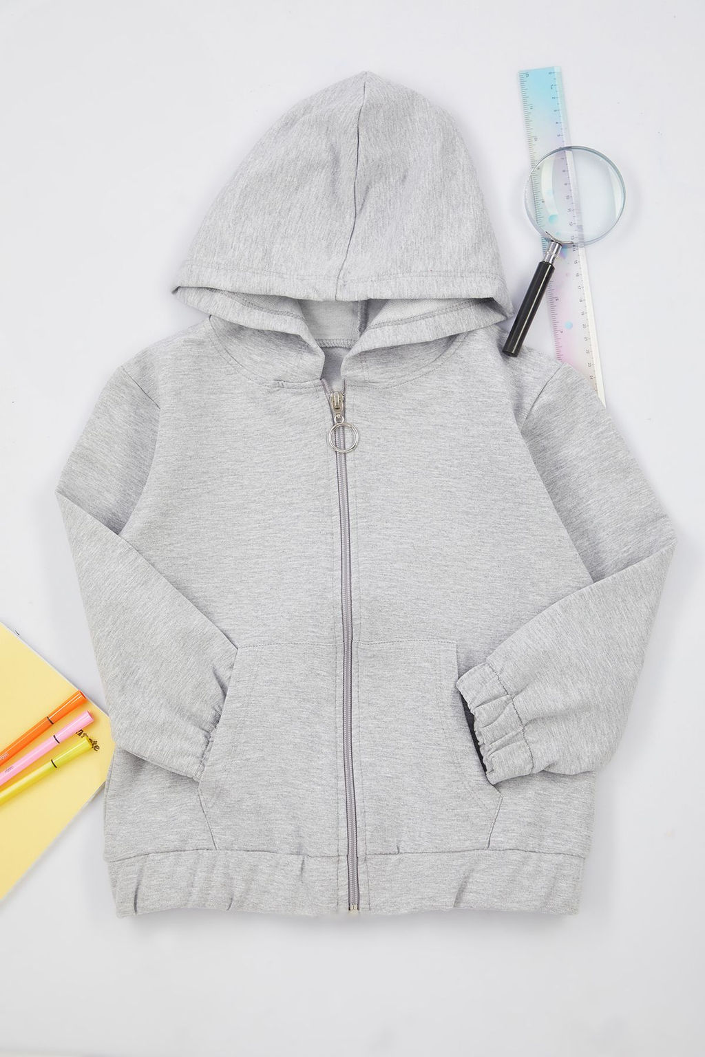 Gri Melanj Unisex Kapusonlu Pamuklu Fermuarl? Orme H?rka TKDAW25HI00001 - Trendyolmilla фото 10