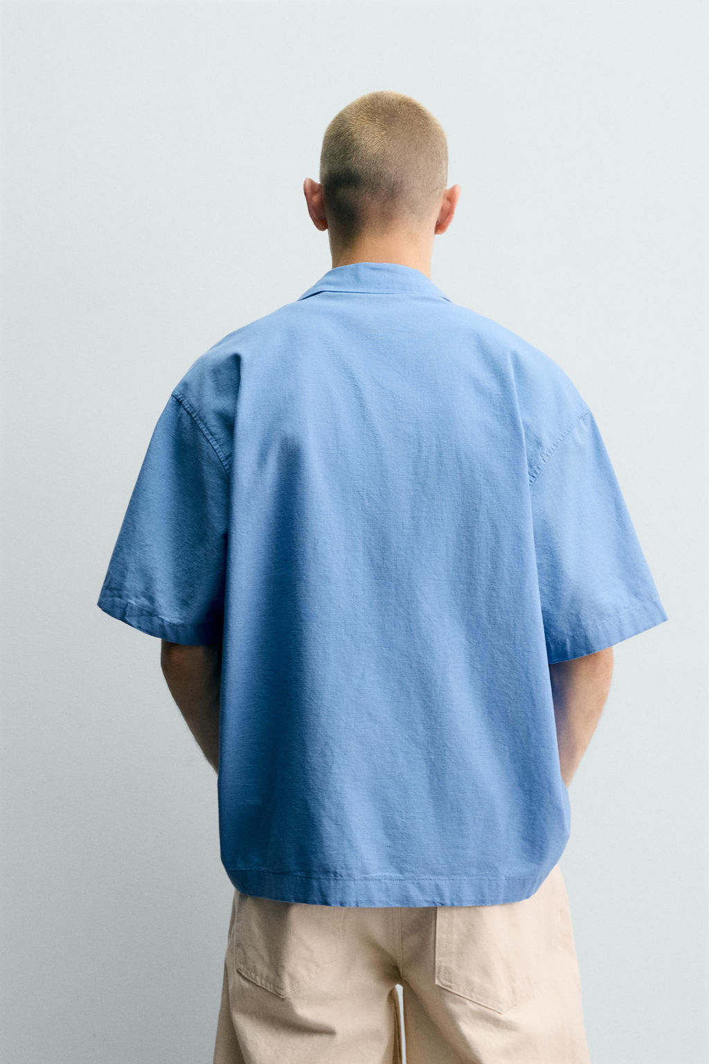 CAMISETA TEXTOS ESTAMPADOS MEZCLA LINO / Azul?n - Zara фото 3