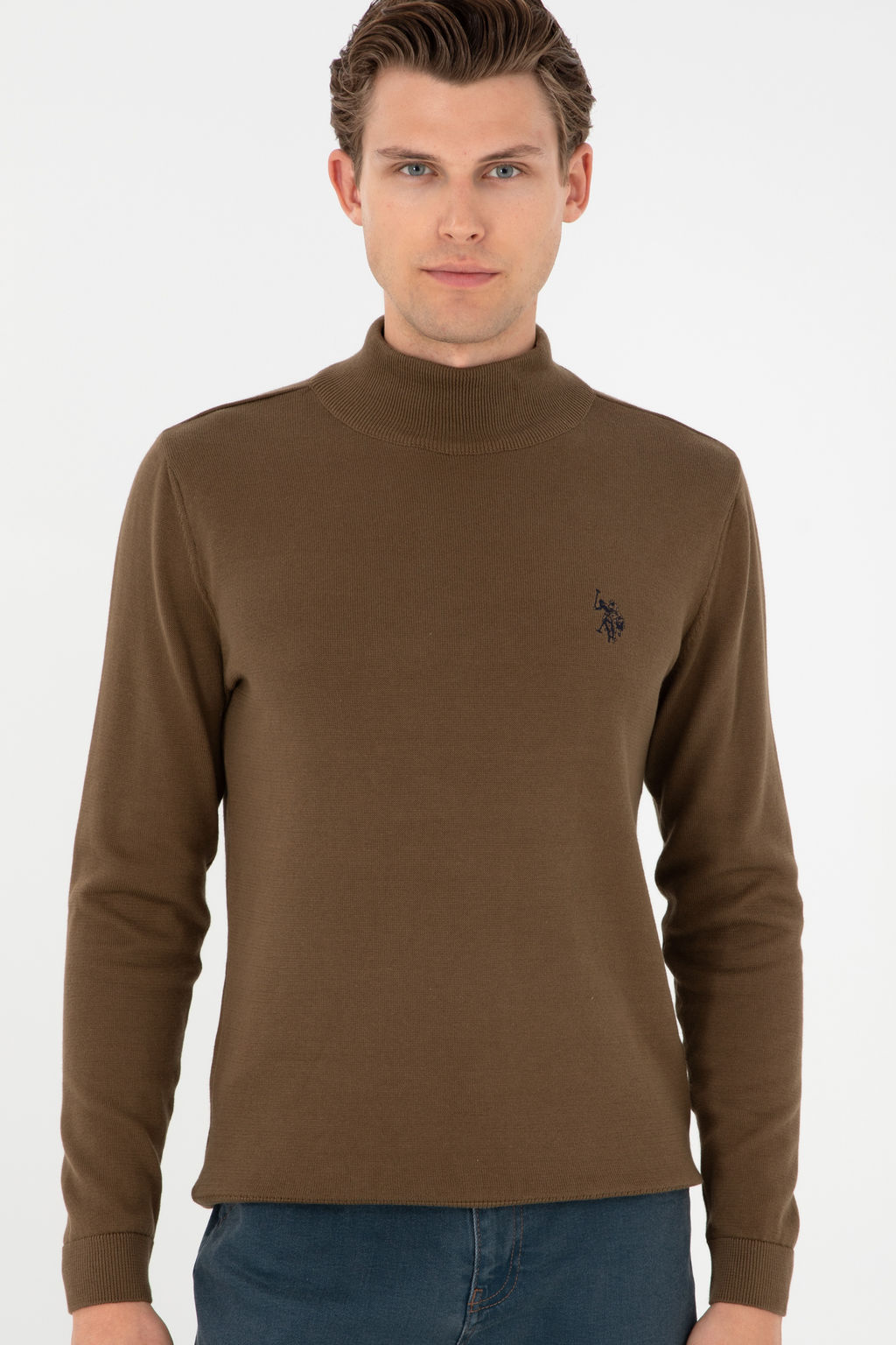 Свитер мужской U.S. Polo Assn цвета хаки хлопок  фото 10