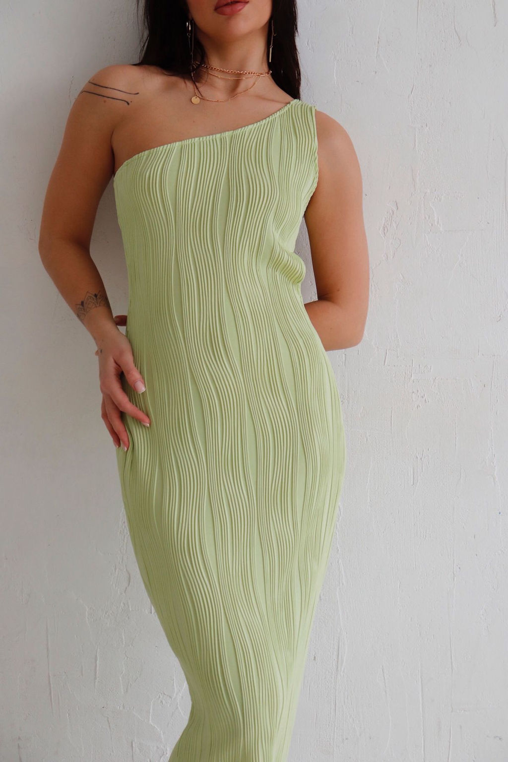 12605 Платье асимметричное фисташковое - Martichelli фото 10