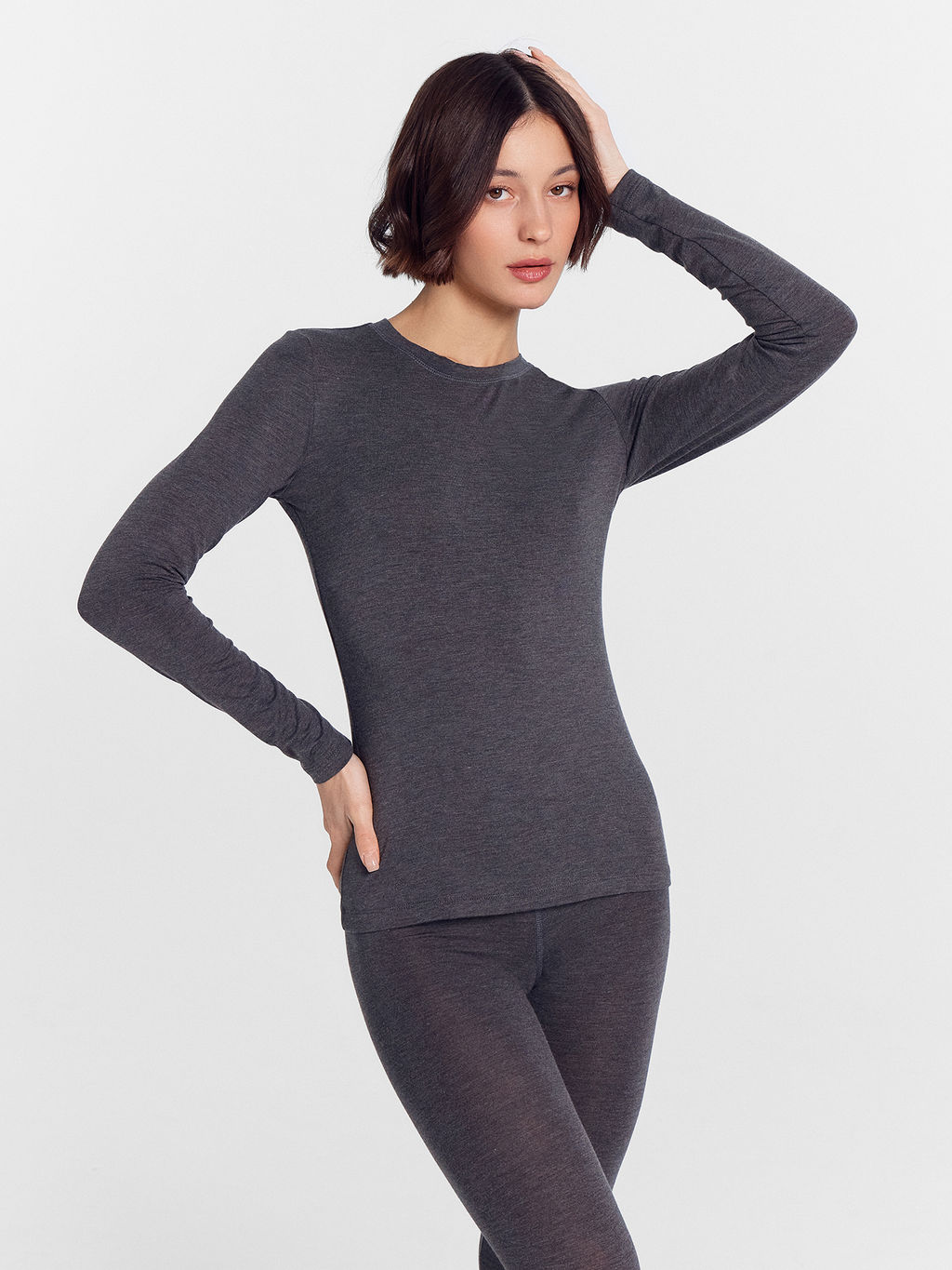 Термокомплект женский серый (джемпер, леггинсы) меланж темно-серый 4348-F 692432 - Mark formelle фото 8