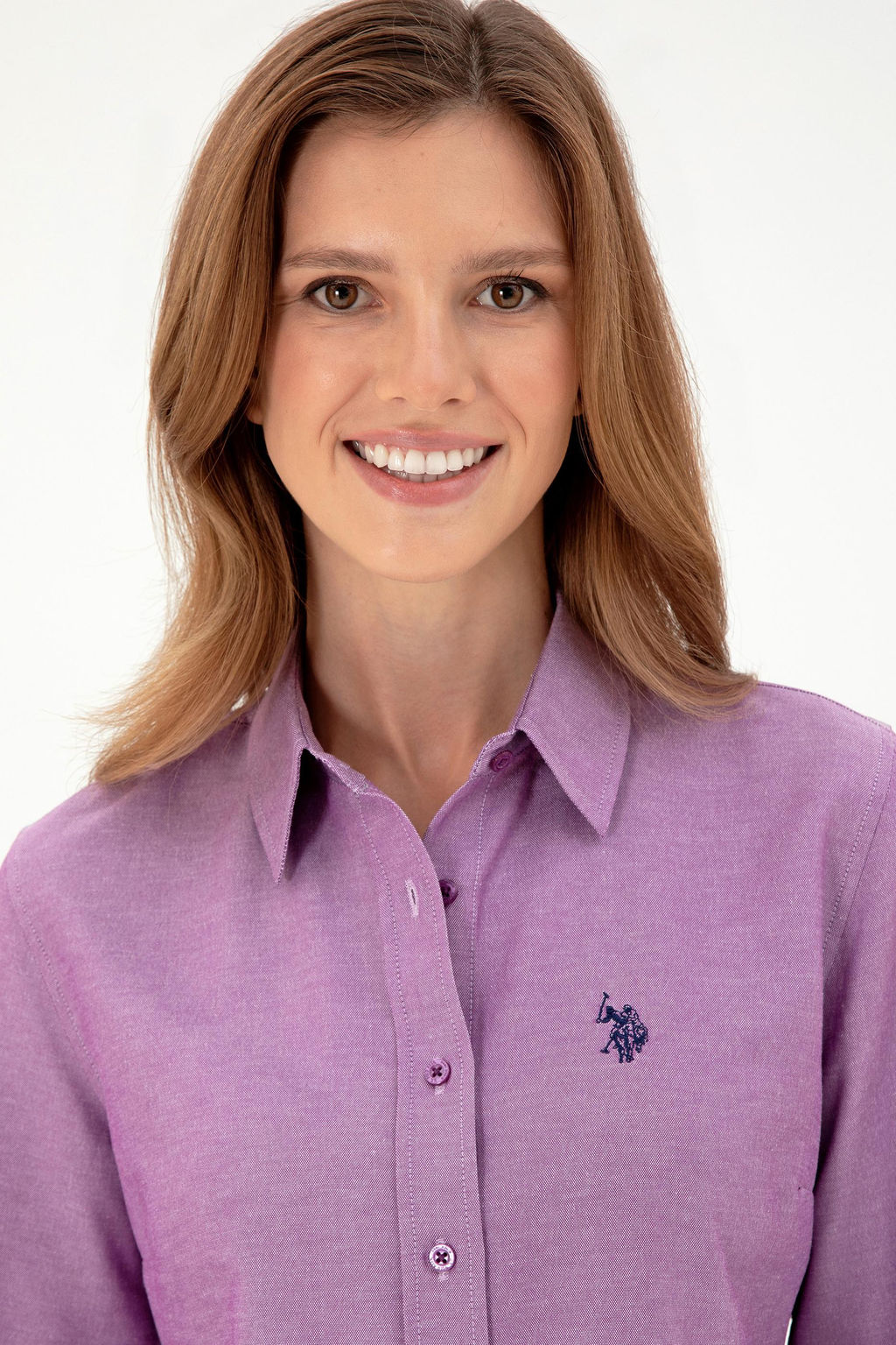 Женская фиолетовая базовая рубашка с длинным рукавом Неожиданная скидка в корзине - U.s. polo assn фото 2