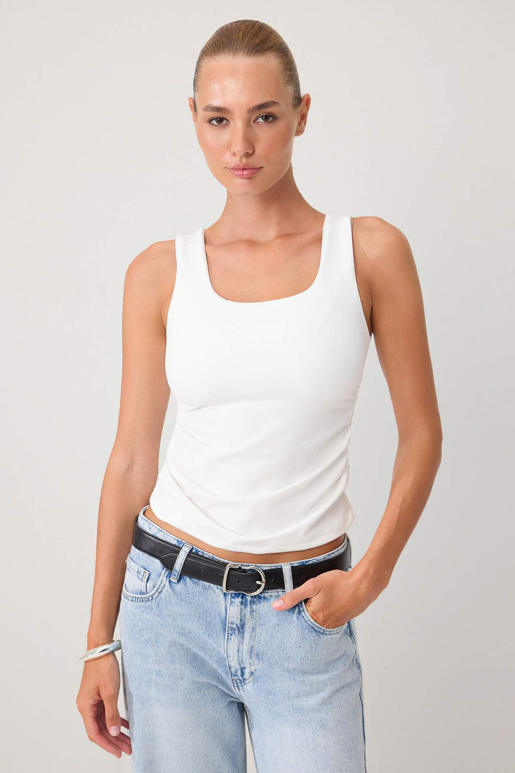 Siyah-Beyaz-Lacivert 3l_ Fitted/V_cuda Oturan Kal_n Ask_l_ Esnek _rme Atlet TWOSS26AL00137 - Trendyolmilla фото 7