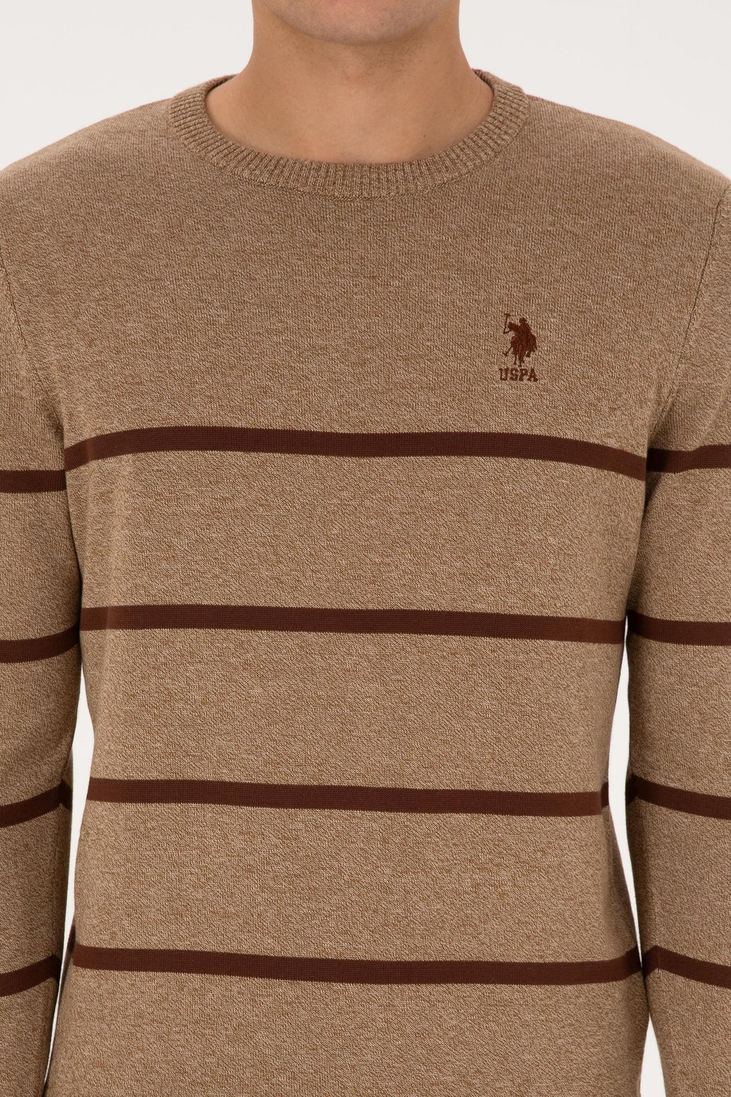 Erkek Slim Fit Bisiklet Yaka Haki Kazak - U.s. polo assn фото 6