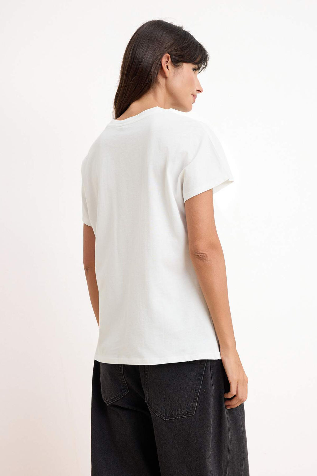 Ekru Cicekli Regular/Normal Kal?p Dusuk Kol K?sa Kollu %100 Pamuk Orme T-shirt TWOSS26TS00072 - Trendyolmilla фото 4