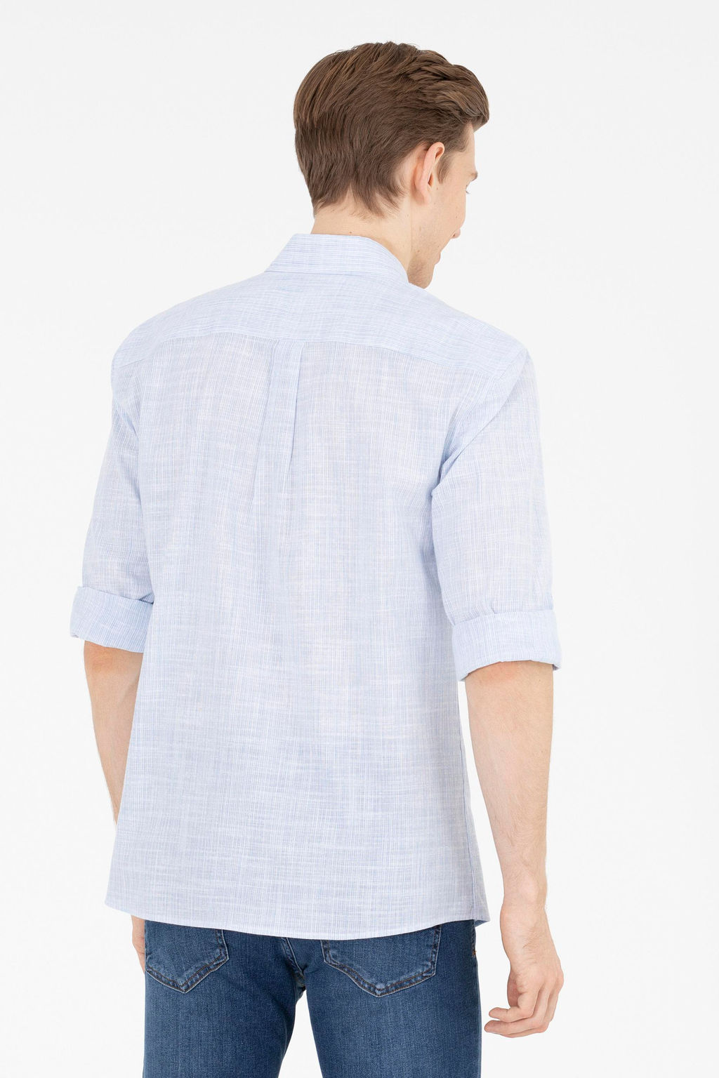 Мужская синяя рубашка с длинным рукавом - U.s. polo assn фото 5