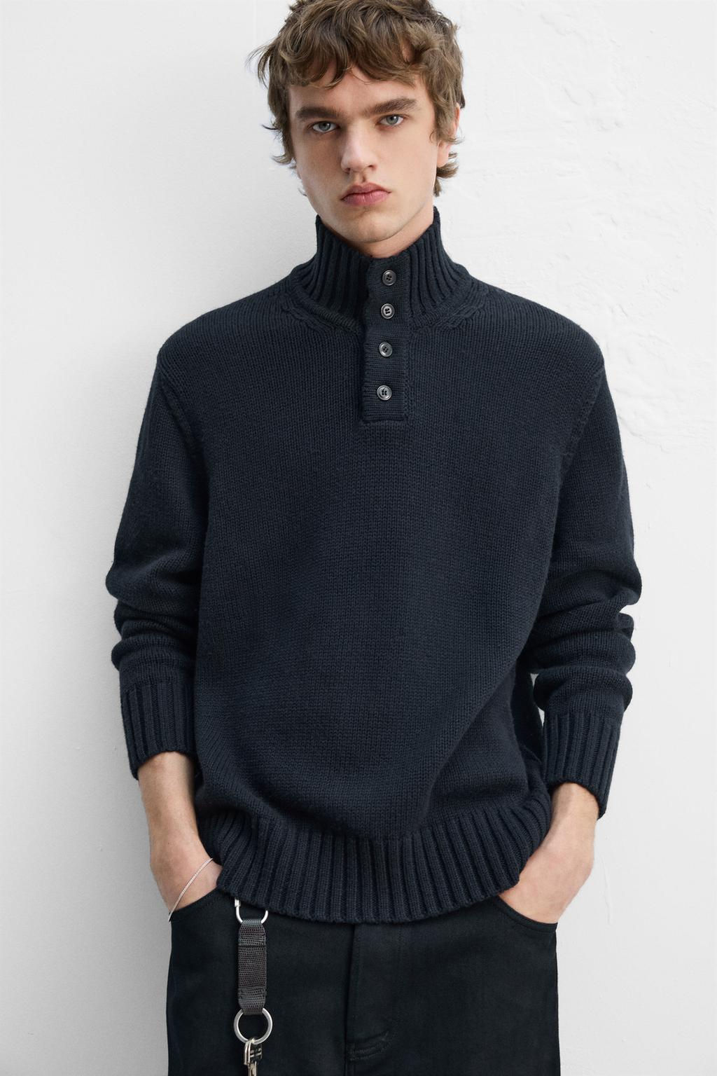 COTTON-WOOL BLEND BUTTON-UP SWEATER - Zara фото 15