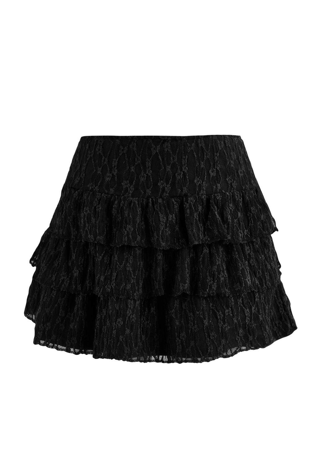 Siyah Duz Ekstra K?sa / Super Mini Orme Dantel Party Etek TPRAW26ET00015