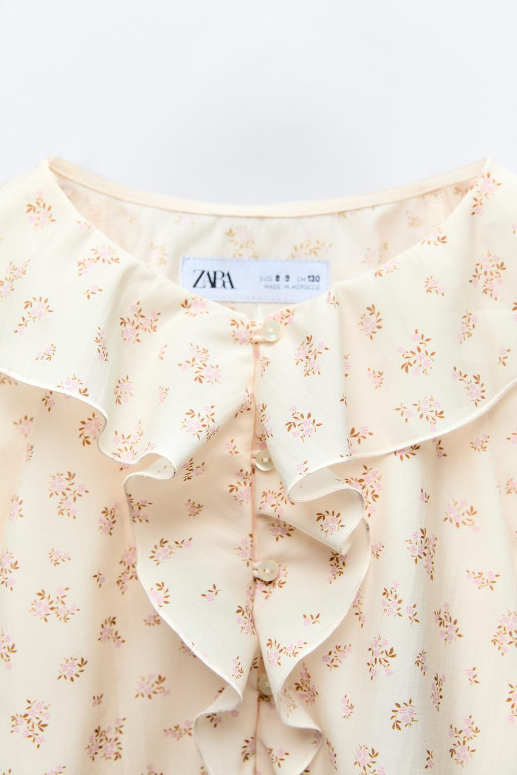 FLORAL PRINT BLOUSE WITH RUFFLE TRIMS - Zara фото 4