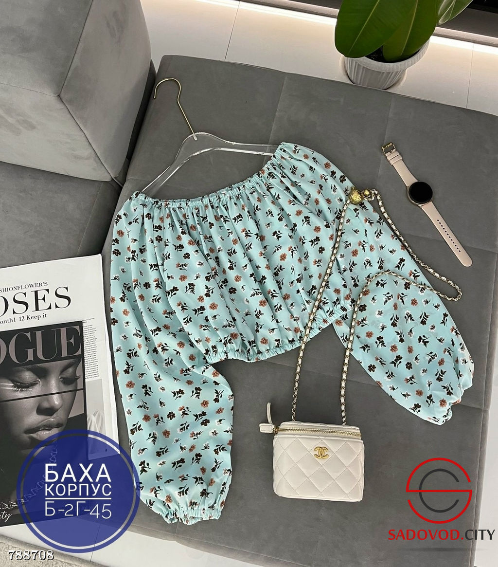 Топ блузка в цветочек женская