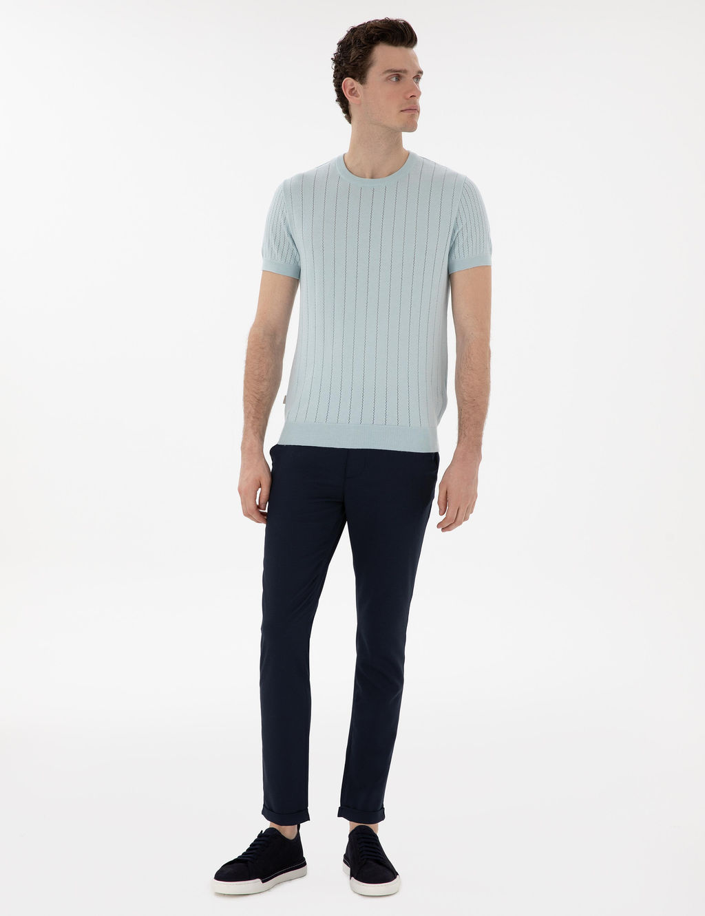 Lacivert Slim Fit Kanvas Pantolon