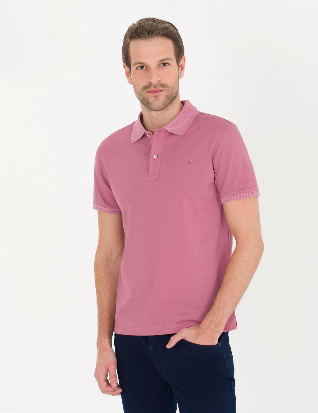 Pembe Slim Fit Polo Yaka Merserize Ti__rt