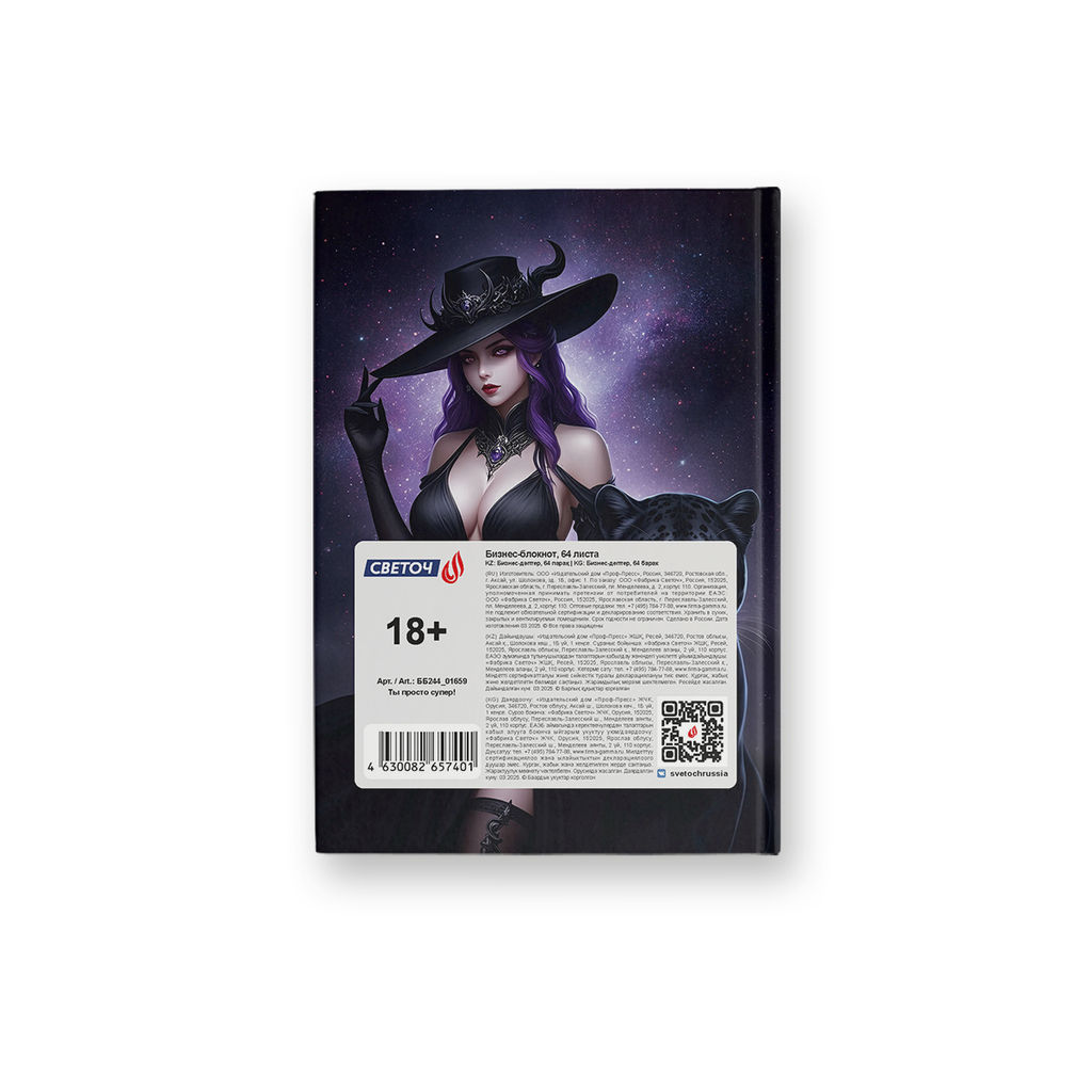 Светоч Бизнес-блокнот, глянцевая ламинация, ББ244 A6 64 л. 4 шт. клетка Ты просто супер! 01659  фото 3