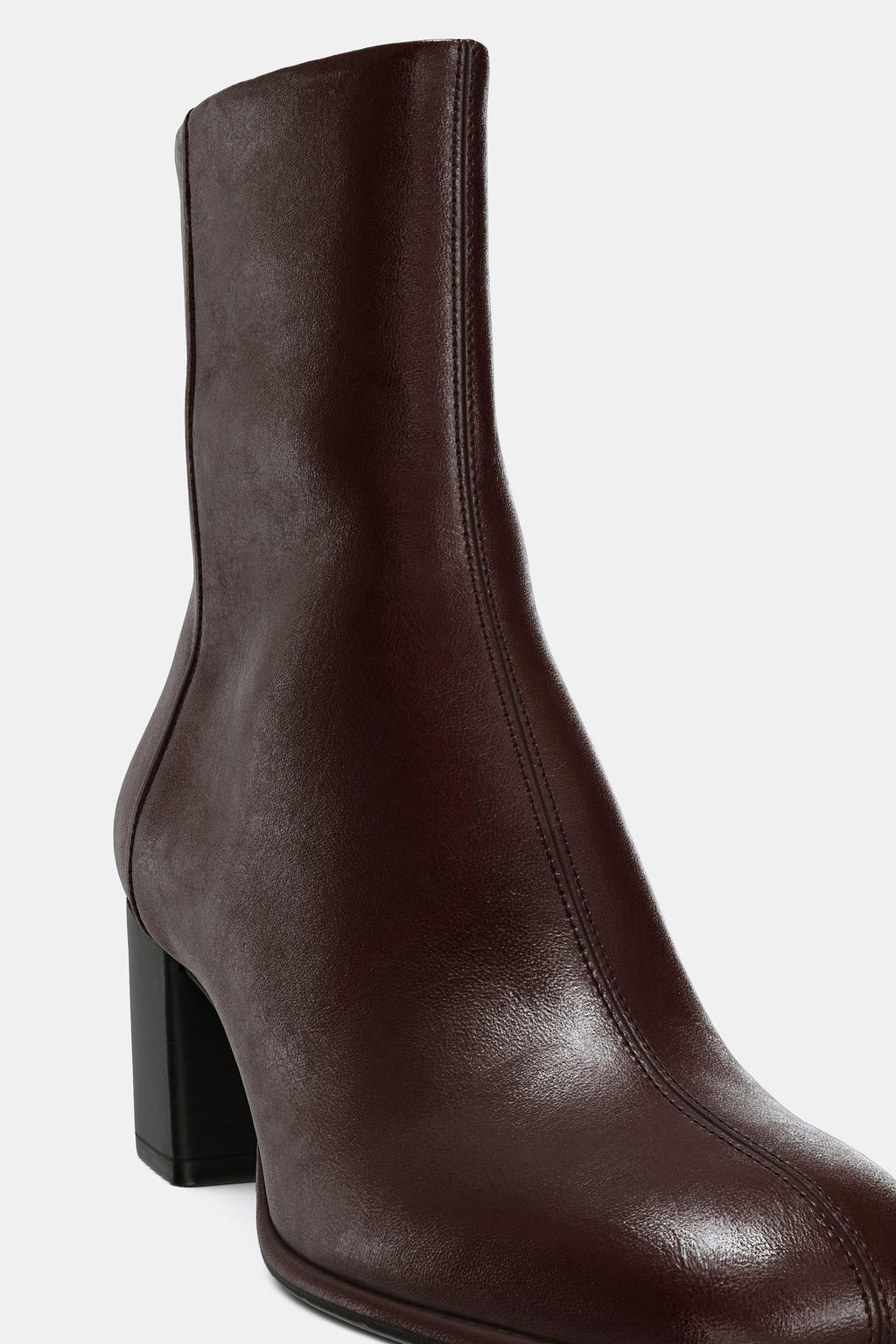 LEATHER ANKLE BOOTS WITH BLOCK HEEL - Zara фото 2