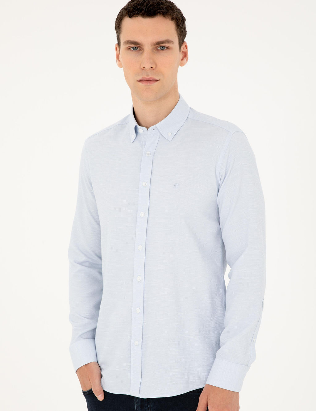 A__k Mavi Slim Fit Uzun Kollu G_mlek - Pierre cardin фото 3