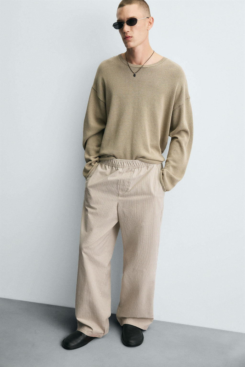 RELAXED FIT STRIPED TROUSERS - Zara фото 6