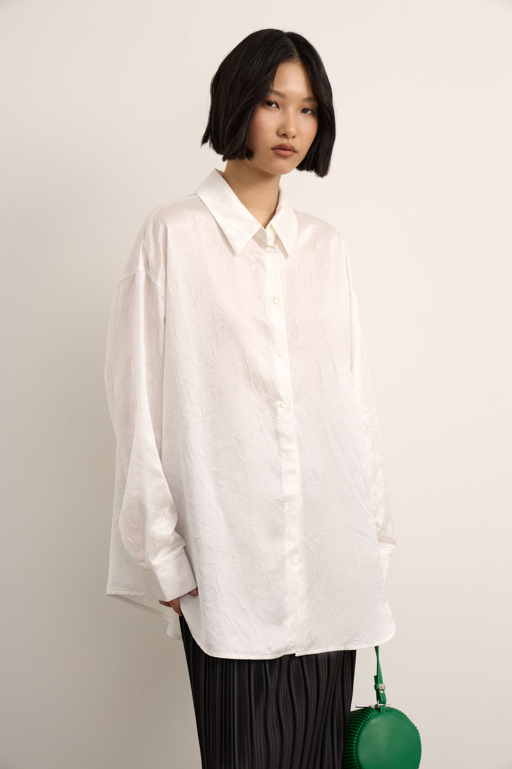 Рубашка оверсайз из жатого сатина - Mollis фото 3