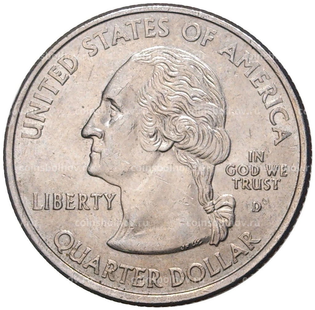Монета 25 центов (1/4 доллара) 2000 года D США Штаты и территории Массачусетс