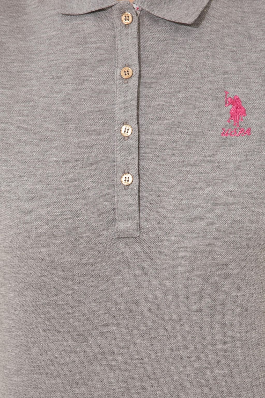 Женская серая меланжевая футболка с воротником поло Basic - U.s. polo assn фото 6