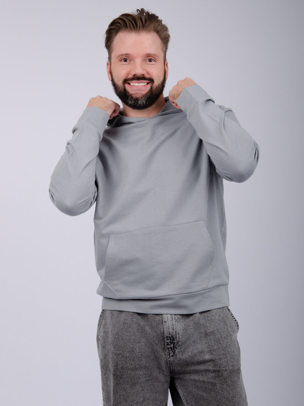 Худи "СМ-10" светло-серое, футер 2-х нитка