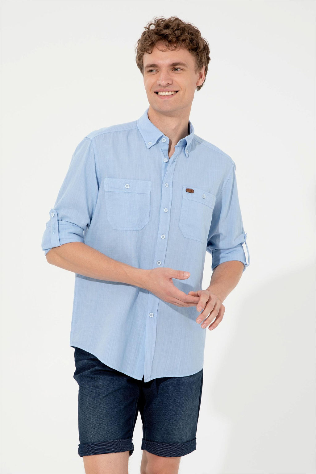 U. S. Polo Assn Мужская синяя рубашка с длинным рукавом - U.s. polo assn фото 8