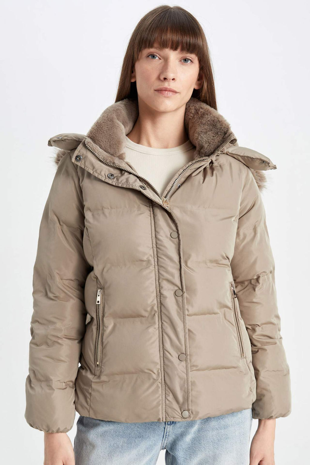 Su Itici Puffer Sisme Mont Kapusonlu Fermuar C?tc?t Kapmal? Cepli - Defacto фото 2