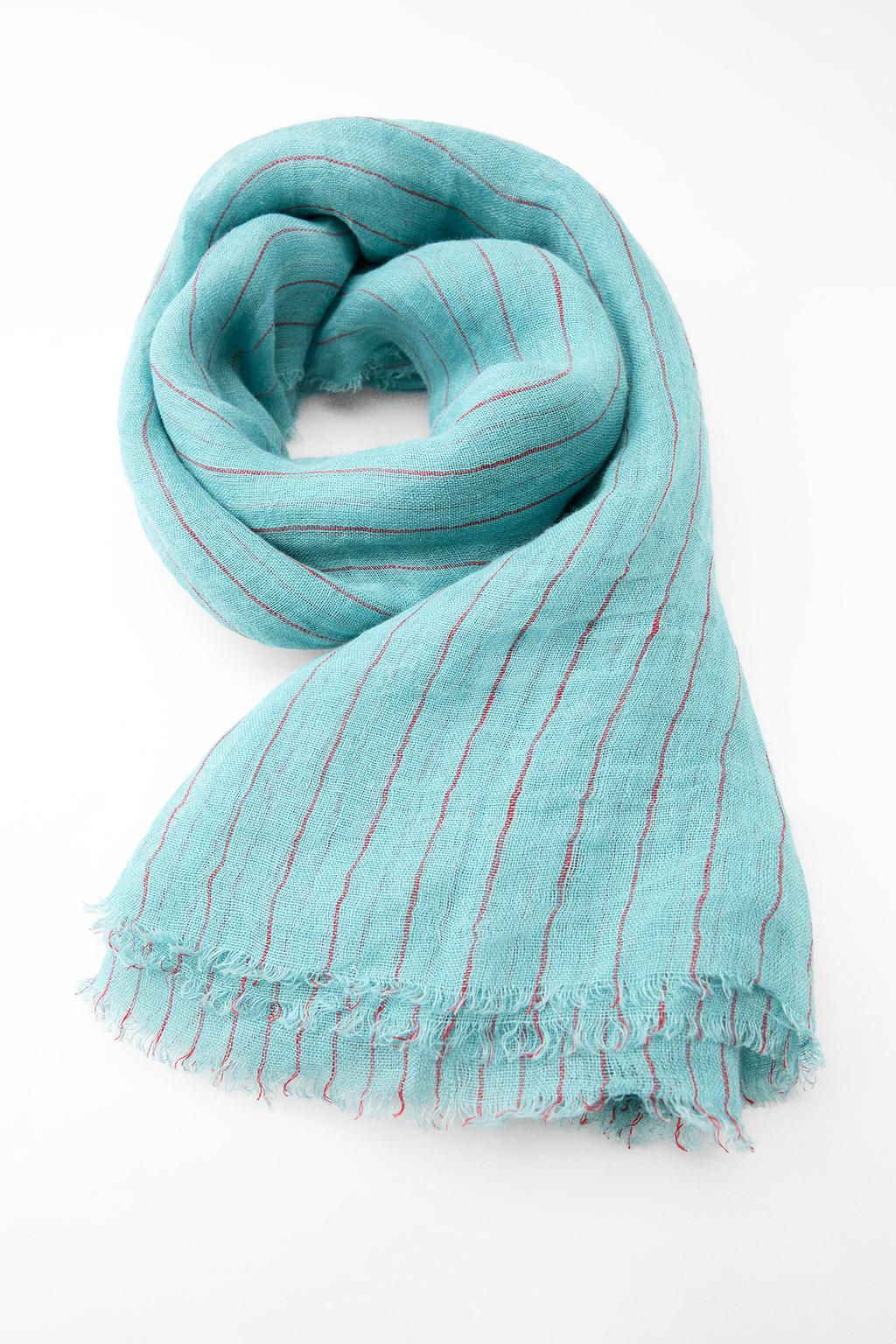STRIPED 100% LINEN SCARF - Zara фото 15