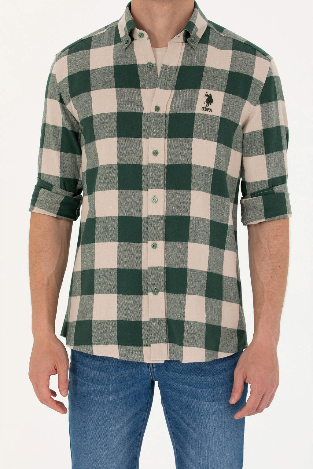 U. S. Polo Assn / Мужская зеленая рубашка Lumberjack - U.s. polo assn фото 13