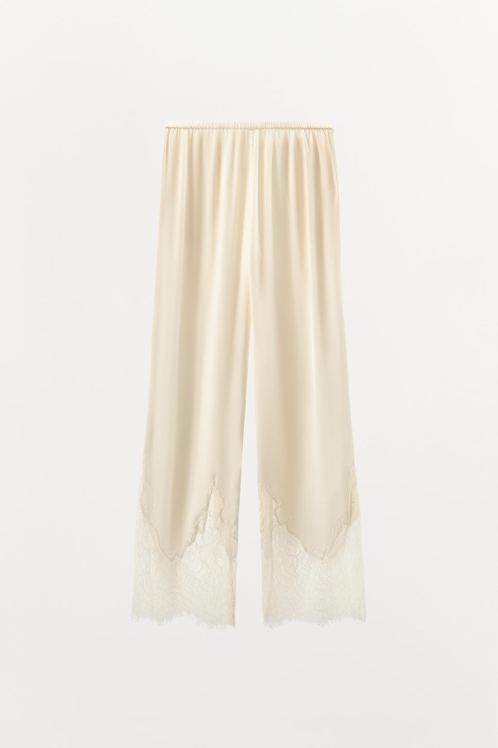 PANTAL?N SATINADO ENCAJE / Crudo - Zara фото 8