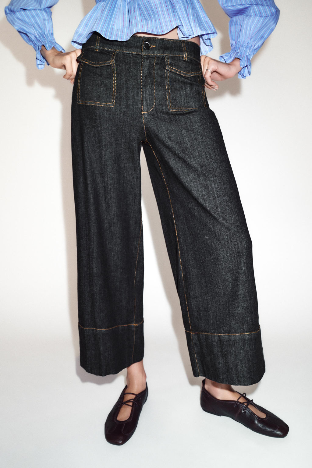 Z1975 CULOTTES DENIM TROUSERS - Zara фото 2