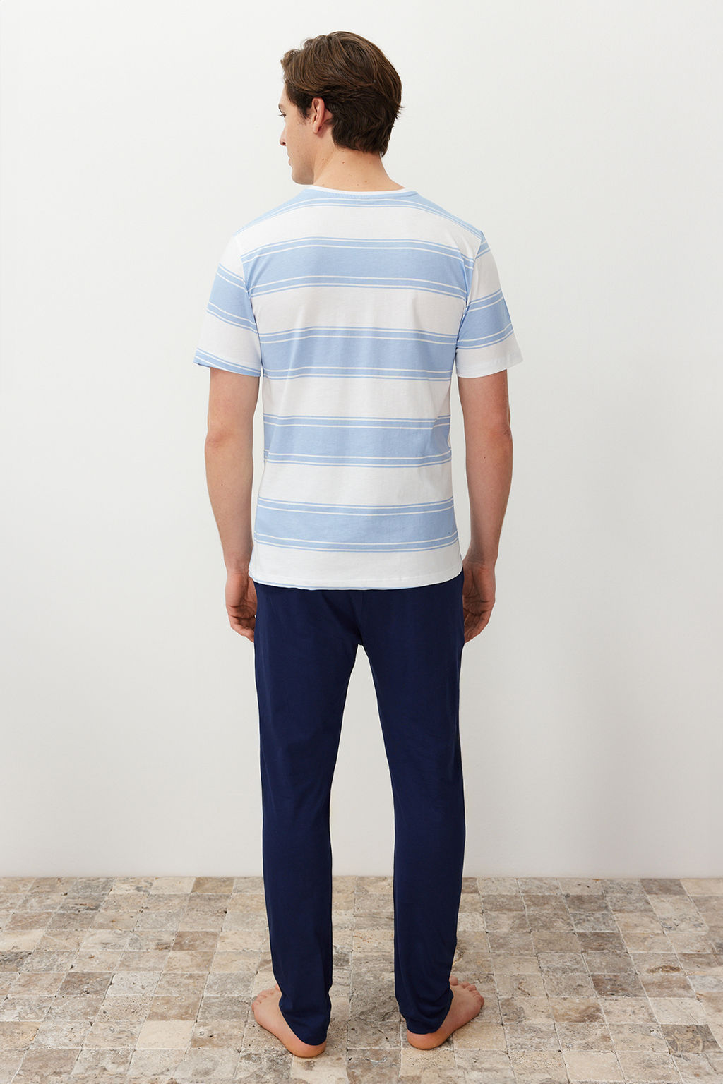 TRENDYOL MAN Sar? Regular Fit Cizgili Orme Pijama Tak?m? TMNSS24PT00041 - Trendyolmilla фото 6