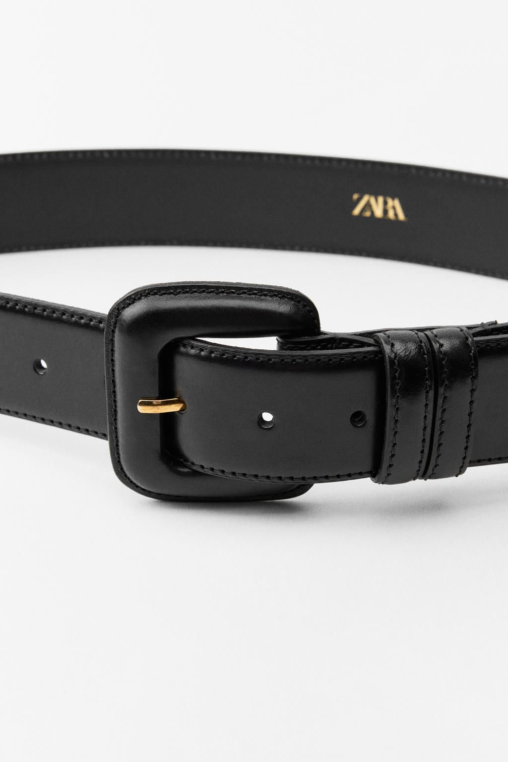 LEATHER BELT WITH SQUARE BUCKLE - Zara фото 8