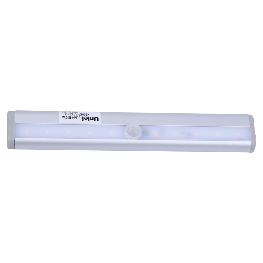 ULM-F48-2W/4500K/4AA SENSOR IP20 SILVER Светильник светодиодный для мебели с датчиком движения. Питание 4АА (не в/к). 188*30*15мм. 50Lm. ТМ Uniel