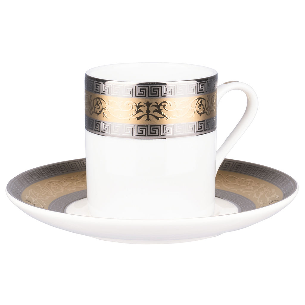 41480 GIPFEL Кофейная пара HERMES (чашка 90 мл, блюдце 13 см). Материал: костяной фарфор. Цвет: белый с золотым.  фото 2
