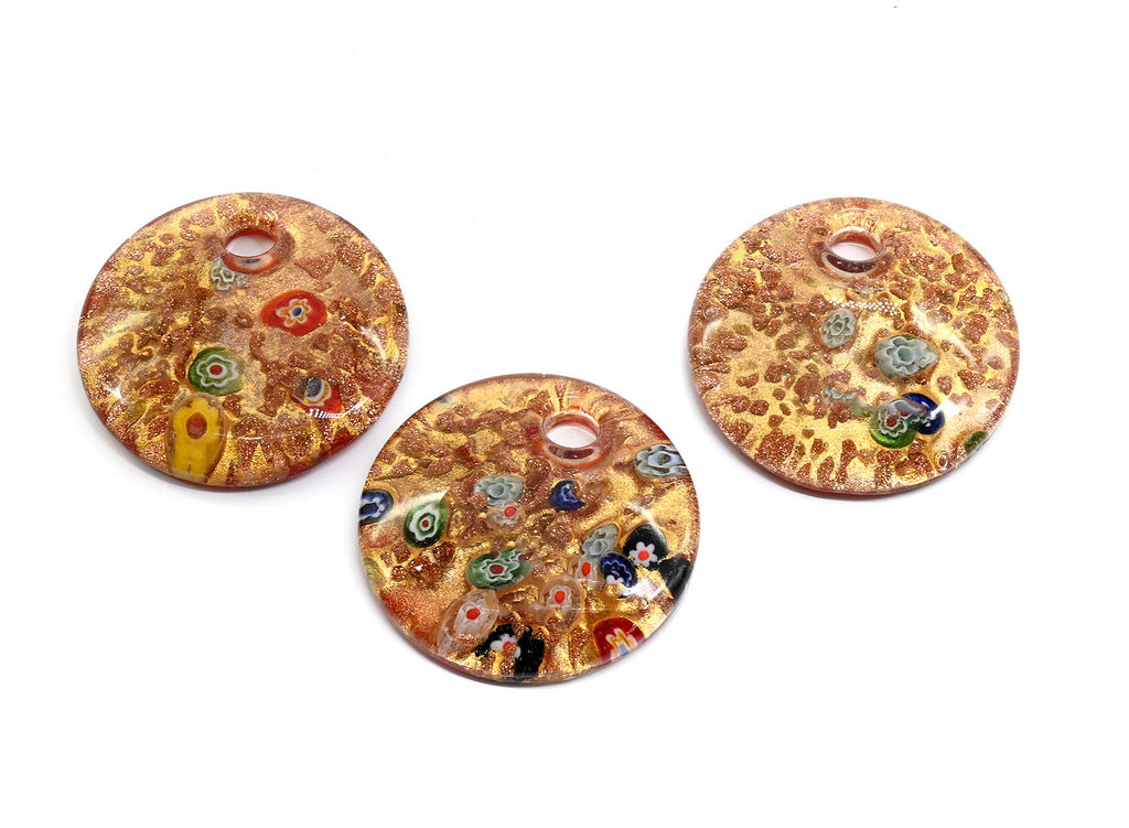 Круглая подвеска из муранского стекла 45мм цв.красный - Радуга камня фото 2