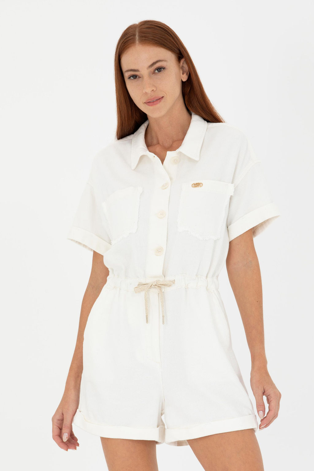 Женский джинсовый комбинезон цвета экрю Скидка 20% в корзине - U.s. polo assn фото 10