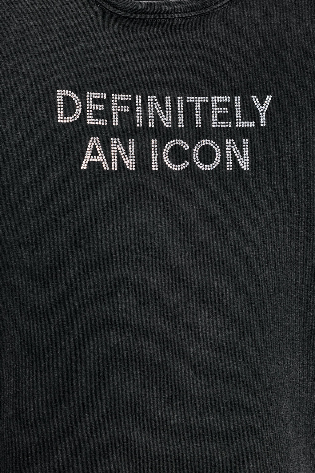 CAMISETA TEXTO BRILLO EFECTO LAVADO / Gris antracita