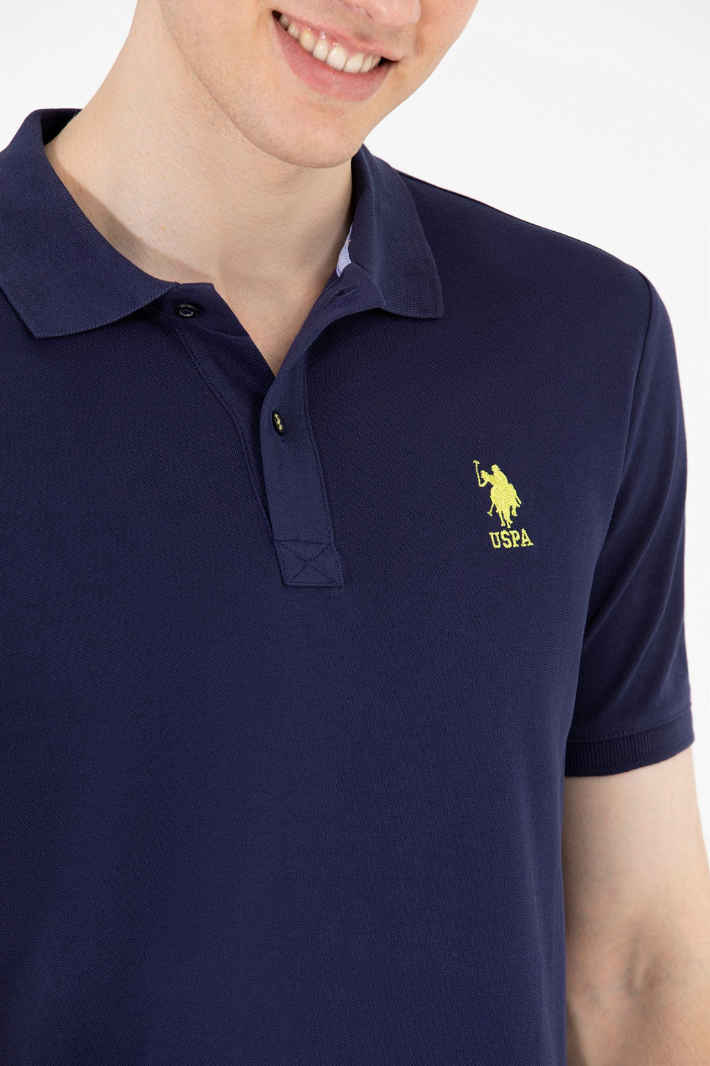 U. S. Polo Assn Мужская темно-синяя базовая футболка с воротником-поло - U.s. polo assn фото 7